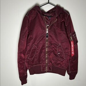 Alpha Industries Maroon Hooded Jacket